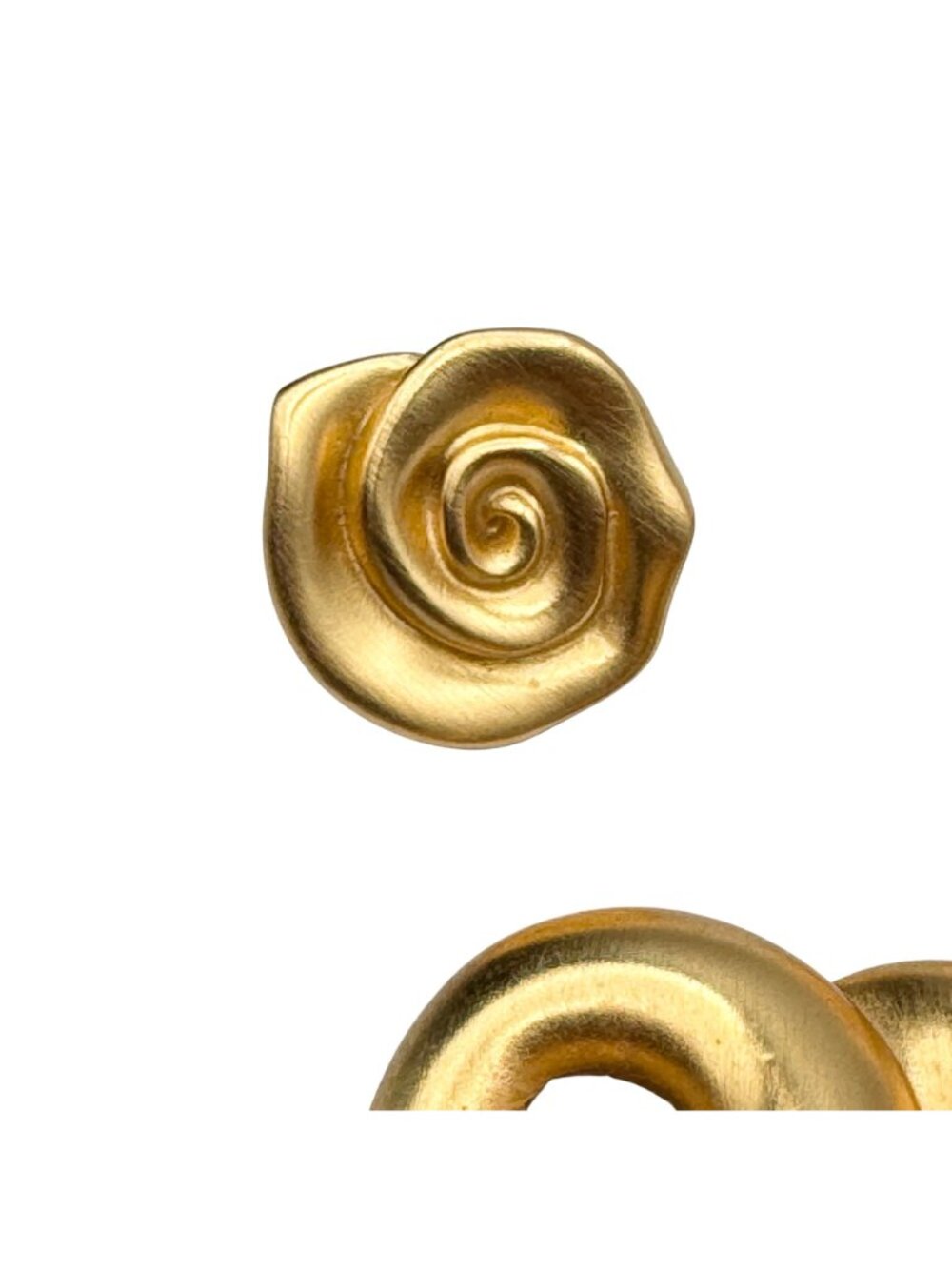 Vintage 80s Anne Klein Matte Gold Tone Heart Brooch and Flower Earrings Stylized - Picture 3 of 9